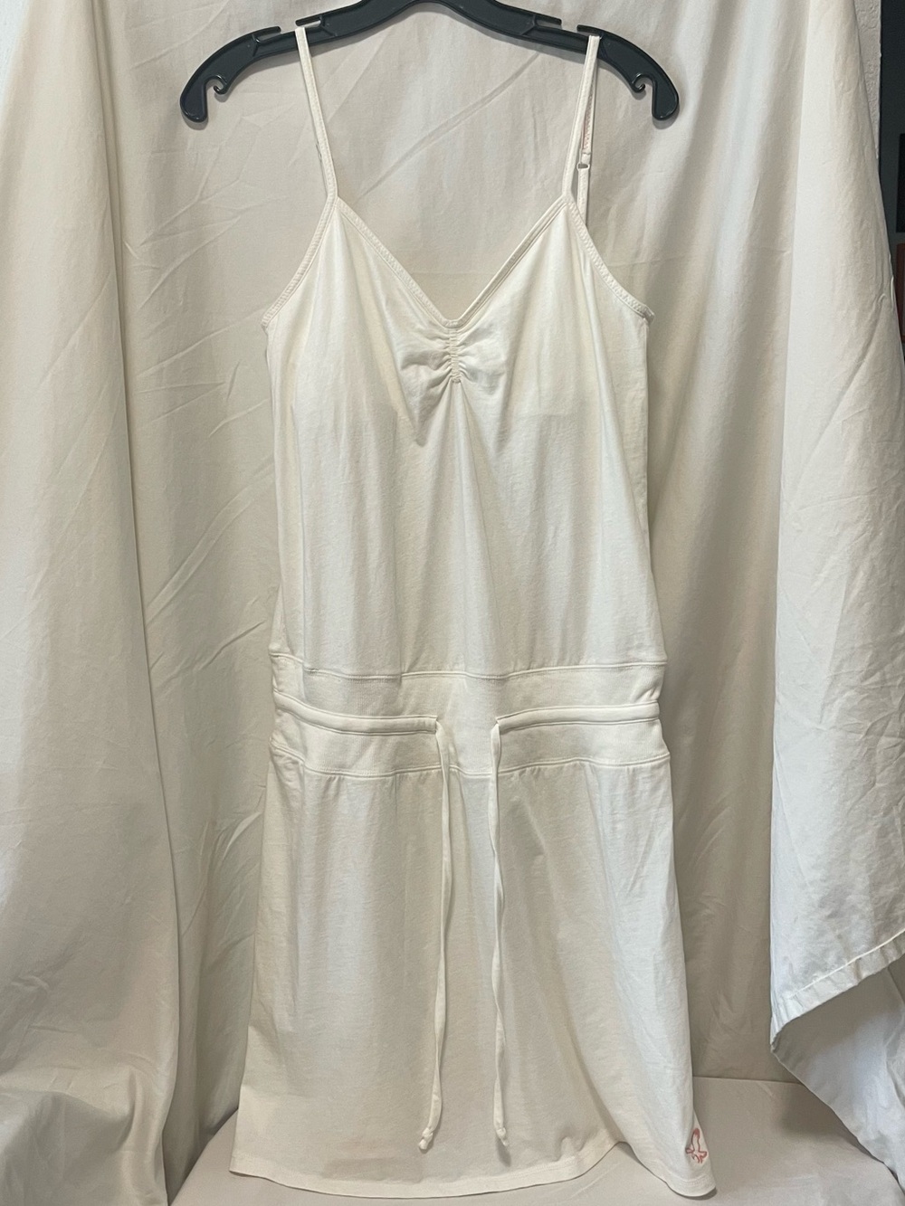American Eagle Outfitters White Sleeveless Tank Dress with Pink Stitching